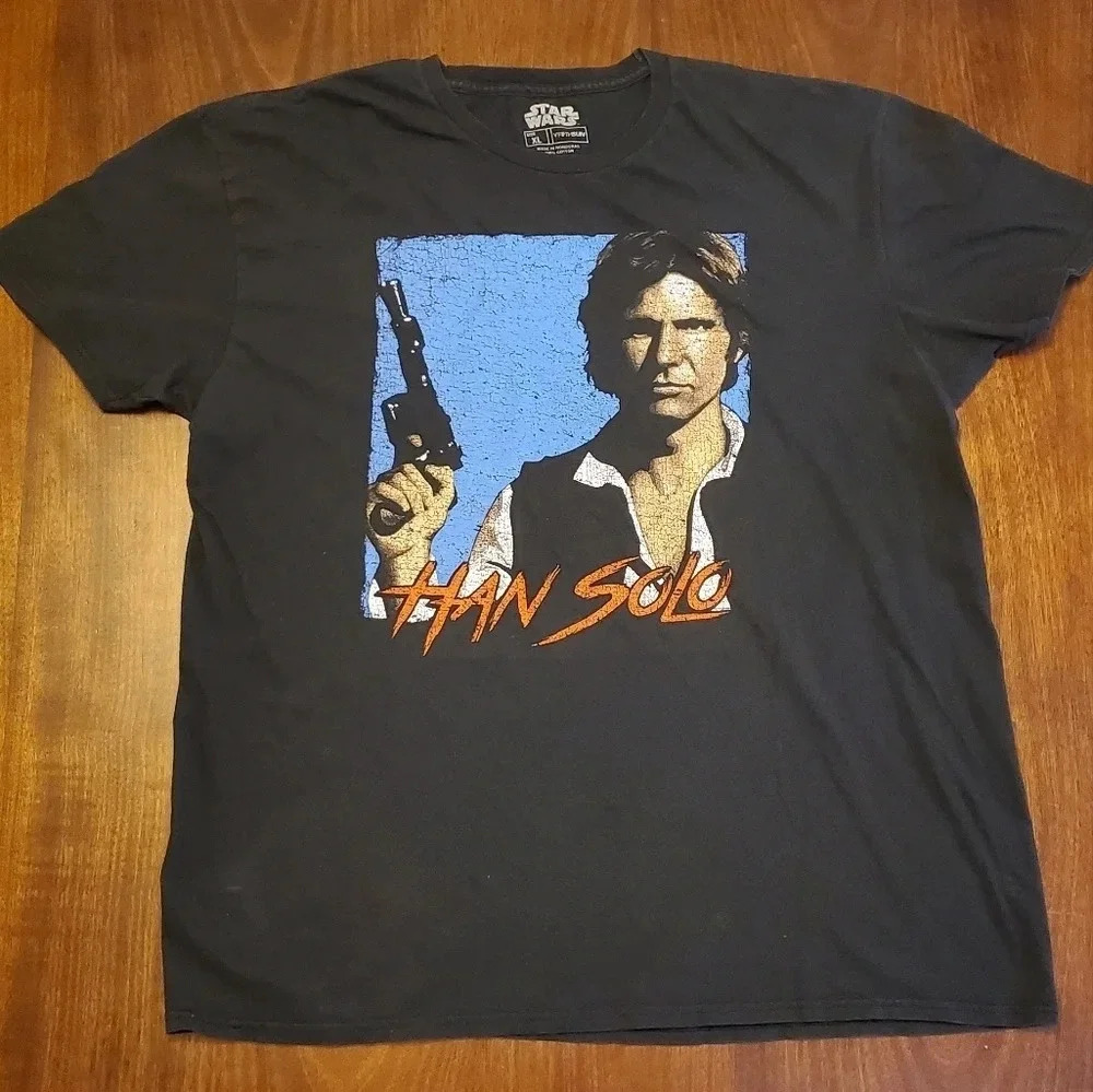 Star Wars Men’s Size XL T-Shirt Han Solo Fifth Sun Black Graphic Tee 100% Cotton - Picture 2 of 6